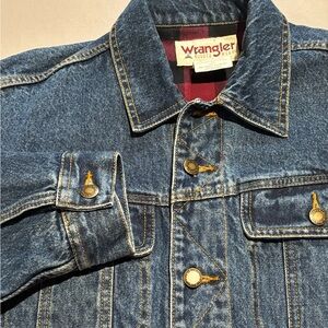 Wrangler Rugged Wear Denim Jacket Men's SizeM Flannel Lined Blue Trucker RJK32AN